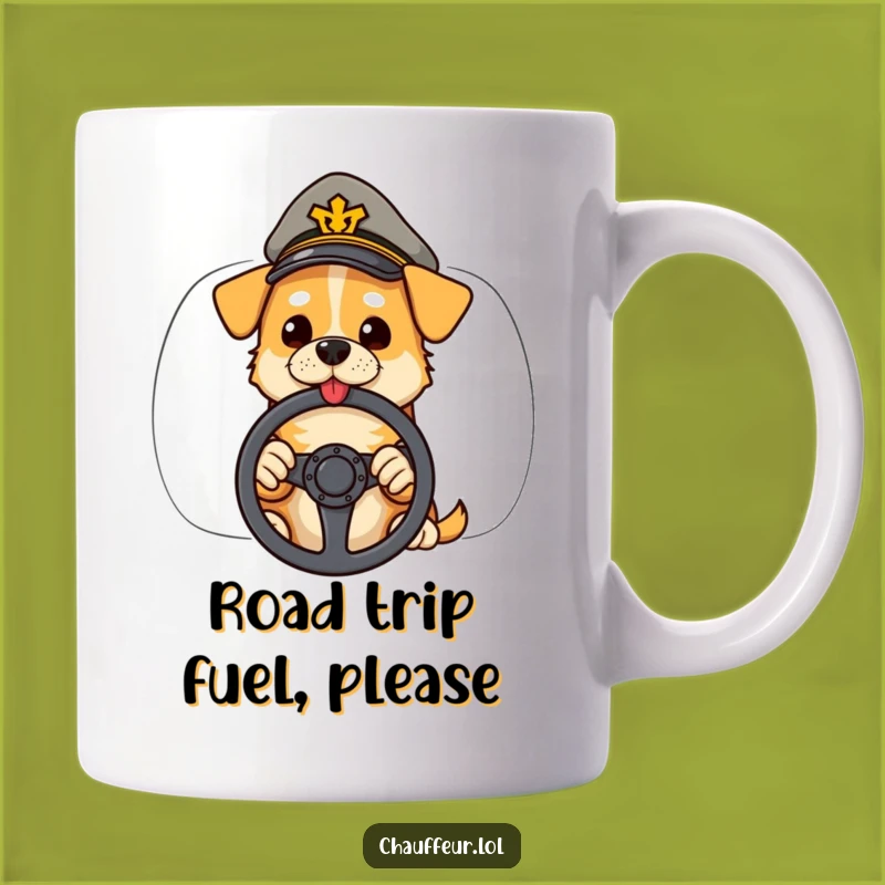 Funny Dog Driver Mug: Cool Canine with Peaked Cap Ready to Hit the Road