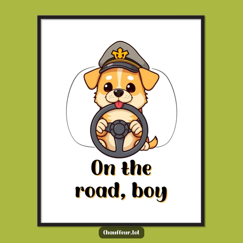 Funny Dog Driver Digital Art Print: Cool Canine for Instant Wall Wheels