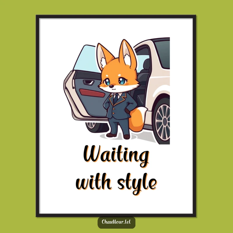 Funny Fox Valet Digital Art: Suave Uniform, Instant Download & Funny Gift