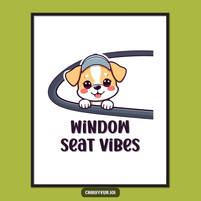 Funny Dog Car Window Digital Art - Instant Humorous Download