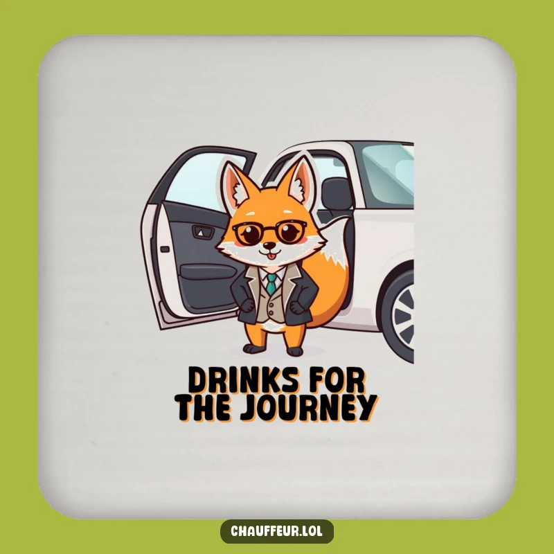 Funny Fox Valet Drink Coaster: Dapper Gentleman Protecting Your Surfaces