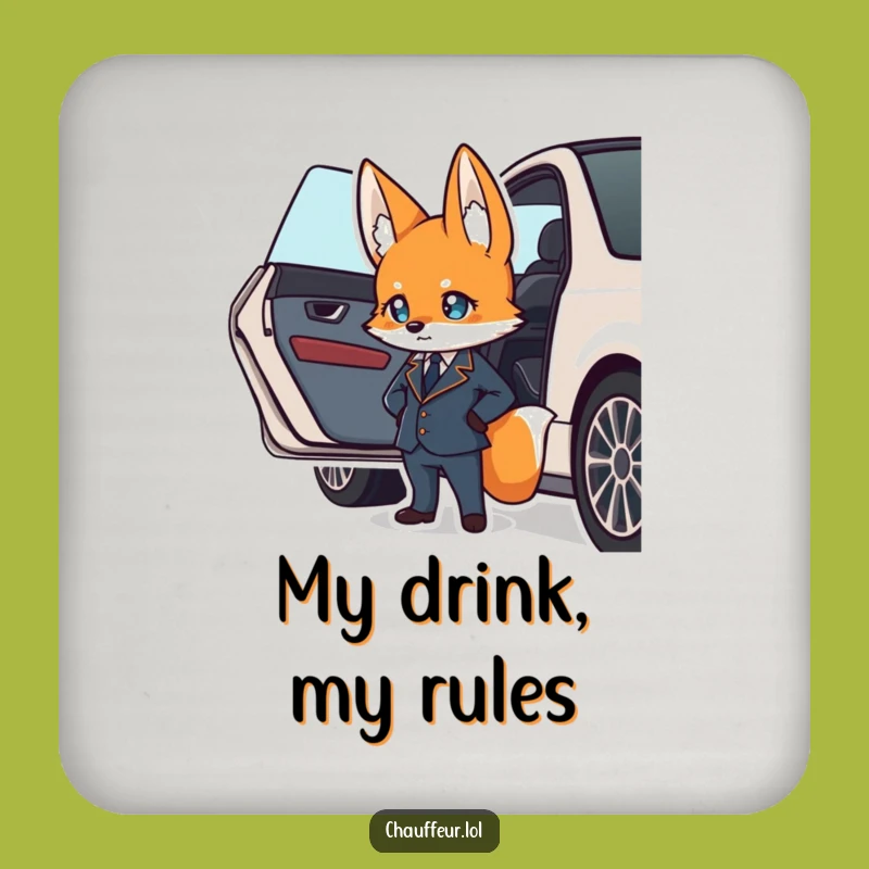 Funny Fox Valet Drink Coaster: Suave Uniform, Protect & Funny Gift