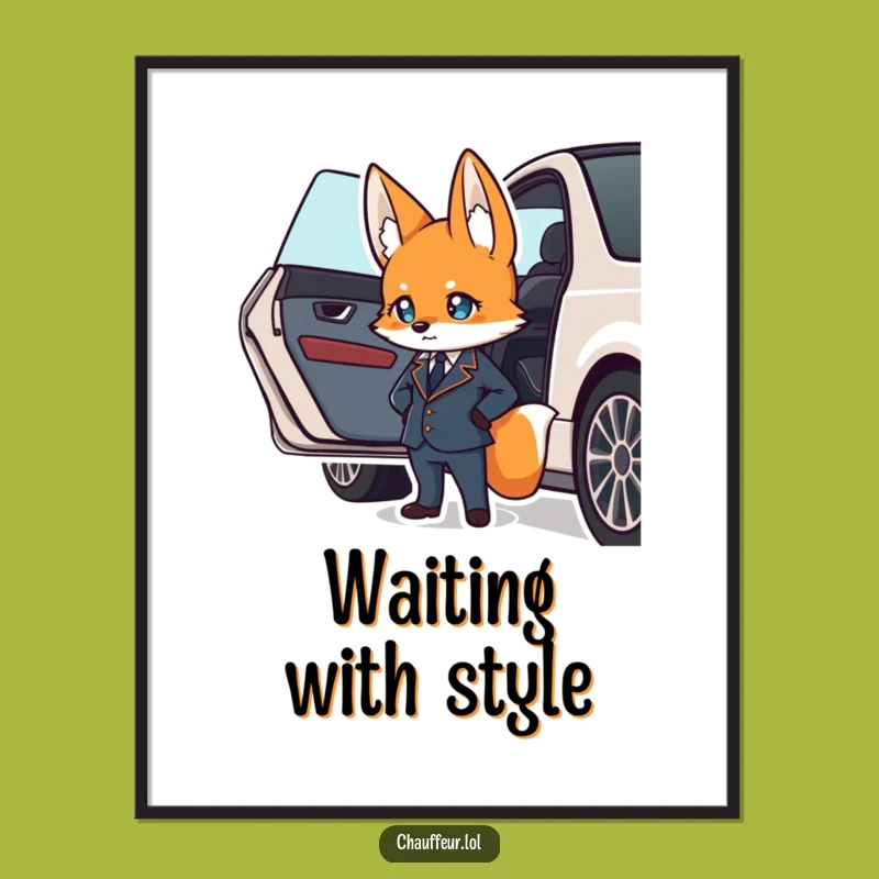 Funny Fox Valet Art Poster: Suave Uniform, Confident Wait, Perfect Funny Gift