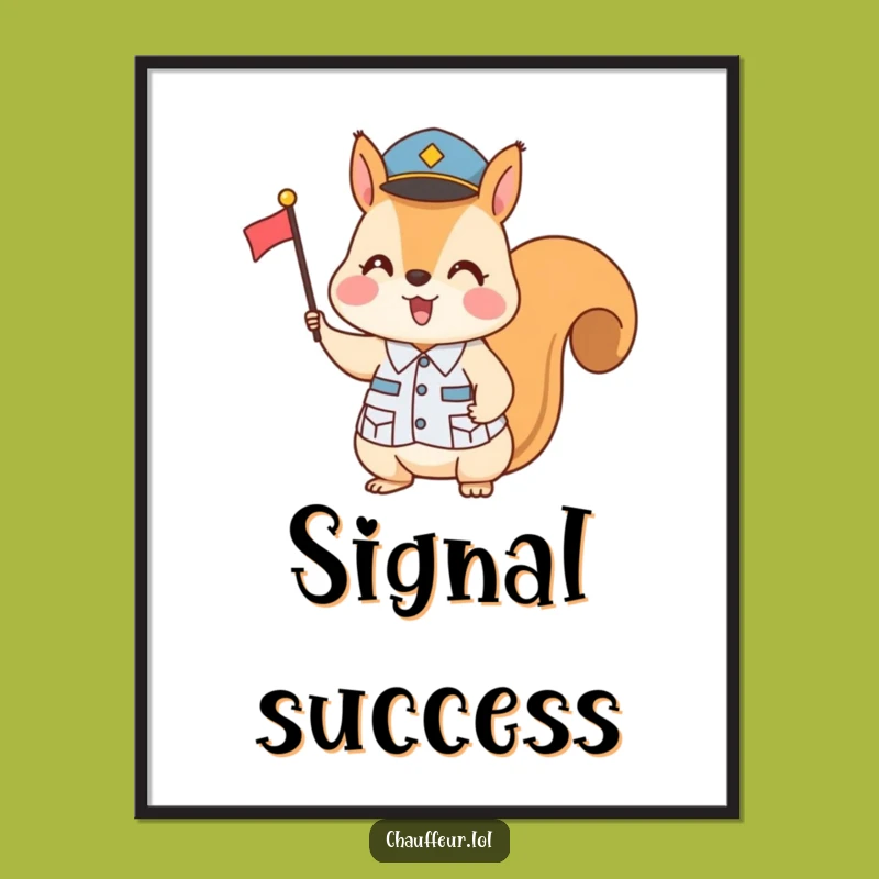 Funny Squirrel Flag Signal Poster - Humorous Wall Art Gift Idea