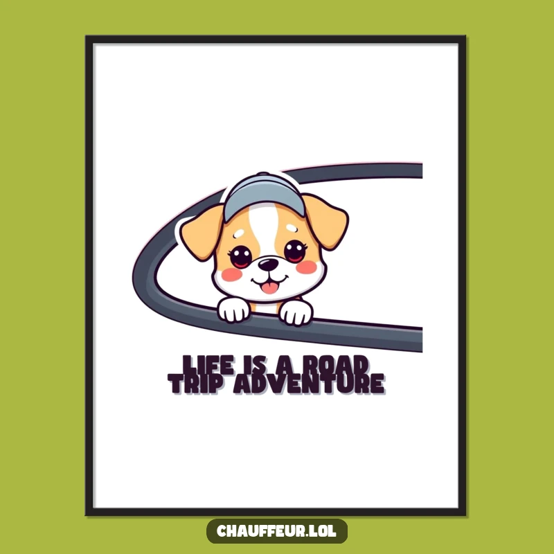 Funny Free Printable Wall Art: Dog in Car Driving Humor Downloadable Decor