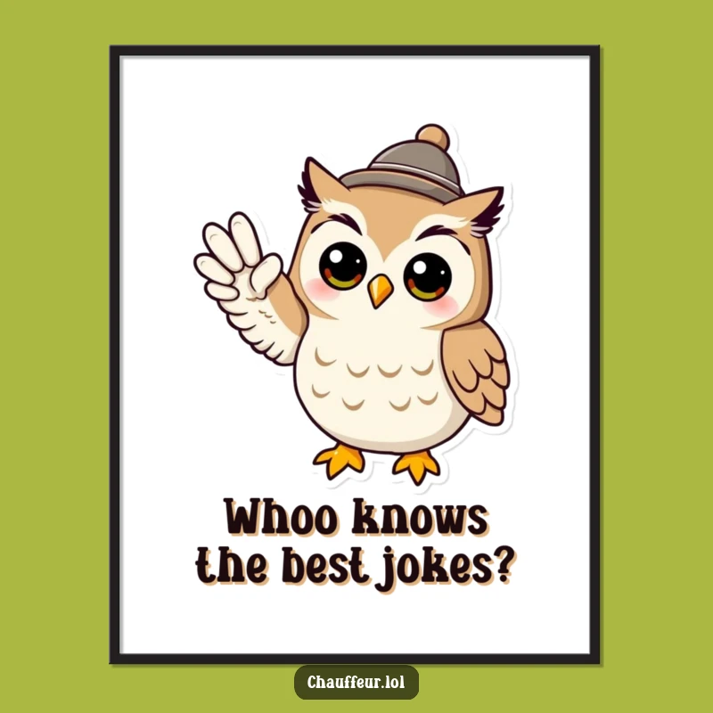 Funny Free Printable Wall Art: Cool Owl Signaling, Whimsical Nature Decor