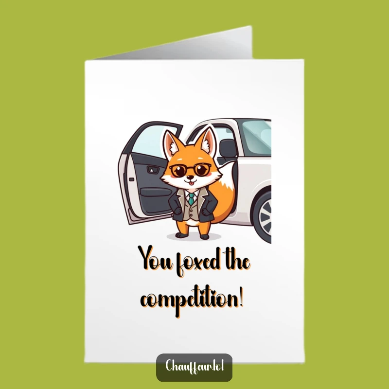 Free Printable Fox Chauffeur Congrats Card: Stylish Gent Funny Downloadable Gift