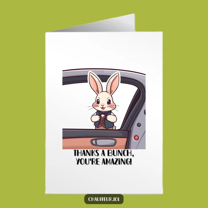 Free Printable Thank You Card: Debonair Rabbit Opening Door Downloadable Gift