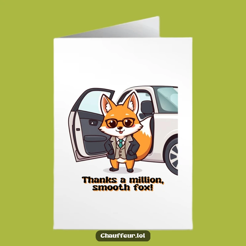 Free Printable Fox Thank You Card: Dapper Driver Funny Downloadable Gift